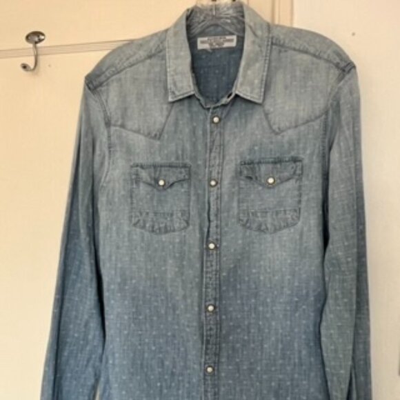 All SAINTS Denim Rock Star Western Shirt with Pearl Snaps - Picture 3 of 8